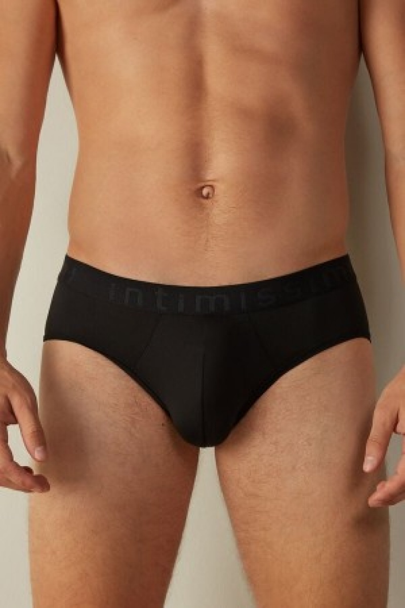 Intimissimi Microfiber Briefs with Logo Detail Zwart | NLCVG56730