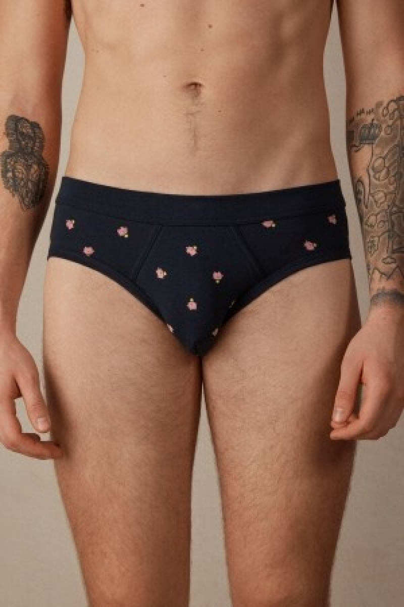 Intimissimi Piggy Bank Briefs in Stretch Supima® Katoenen Blauw | SNLVO52245