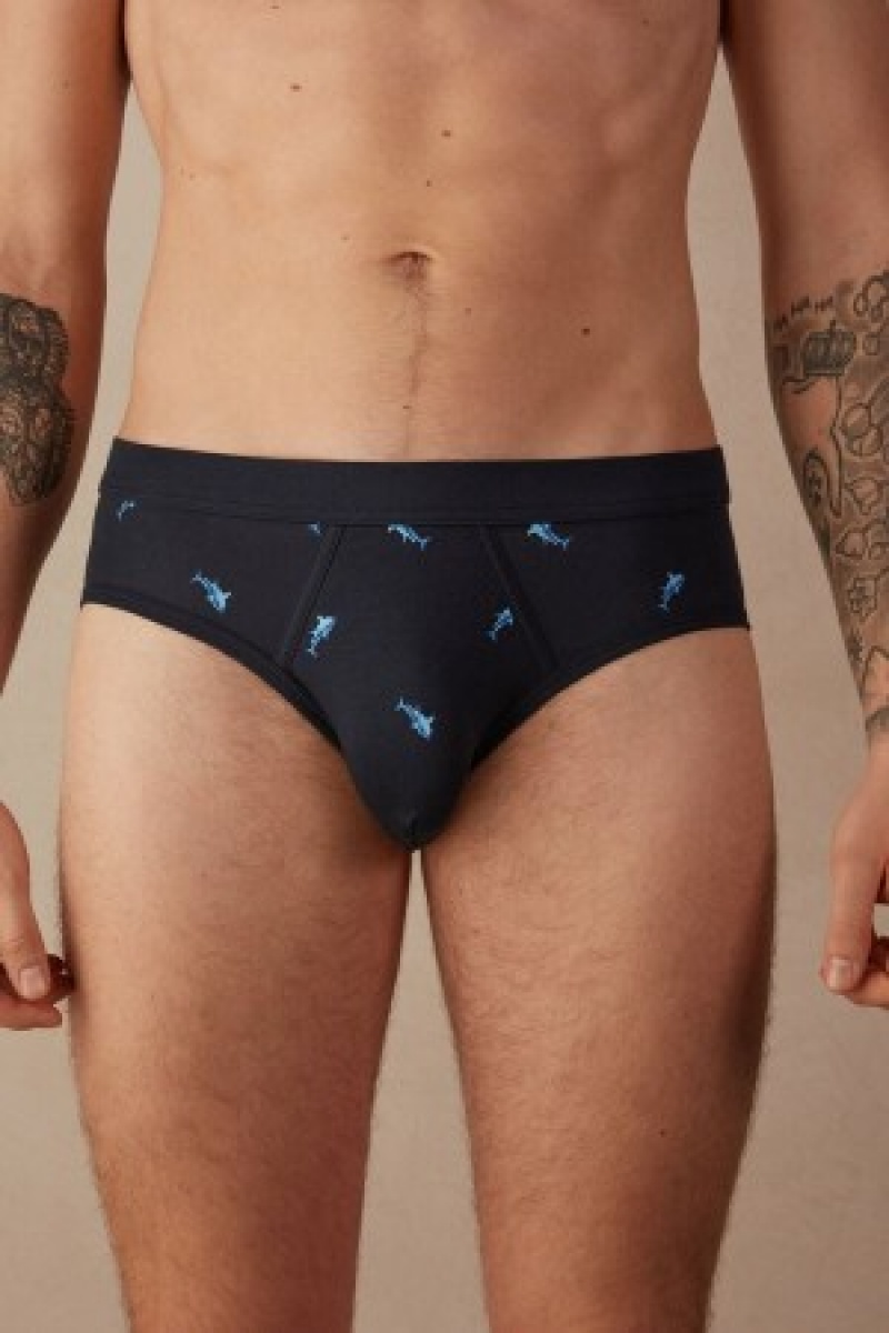 Intimissimi Shark Briefs in Natural Fresh Supima® Katoenen Blauw | NLZPD52534