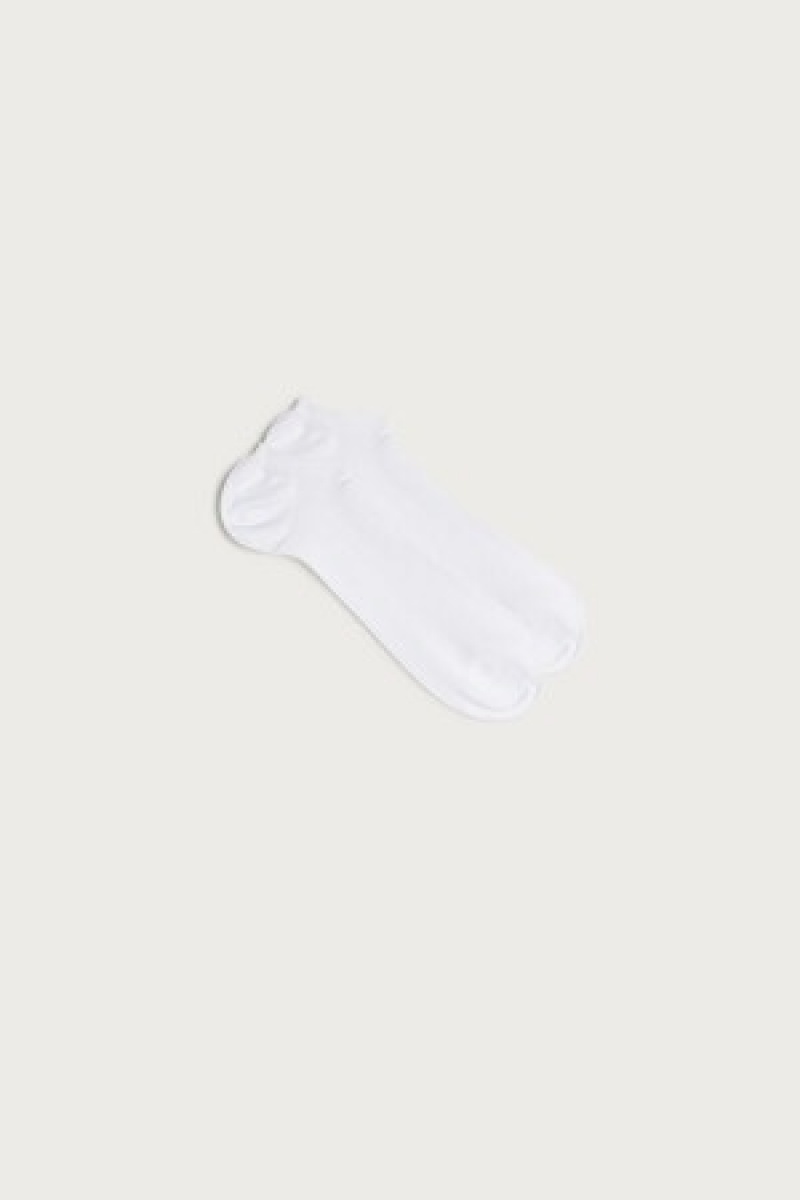 Intimissimi Tartan Katoenen Geribbeld Trainer Socks Wit | SNLVO25053