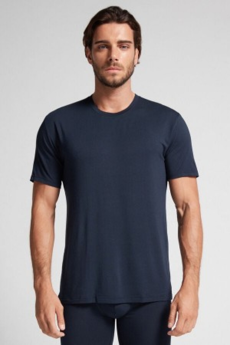 Intimissimi Modal and Silk T-shirt Blauw | LNLTR32954